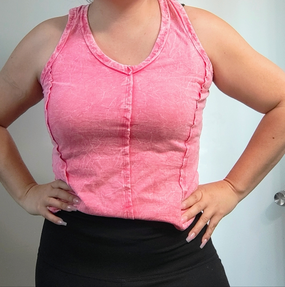 Zenana Crushed DYE PINK TANK